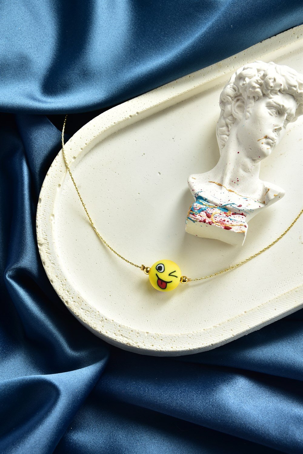 Sarı Muzip Gülen Suratlı Gold Zincir Halhal  KA011212