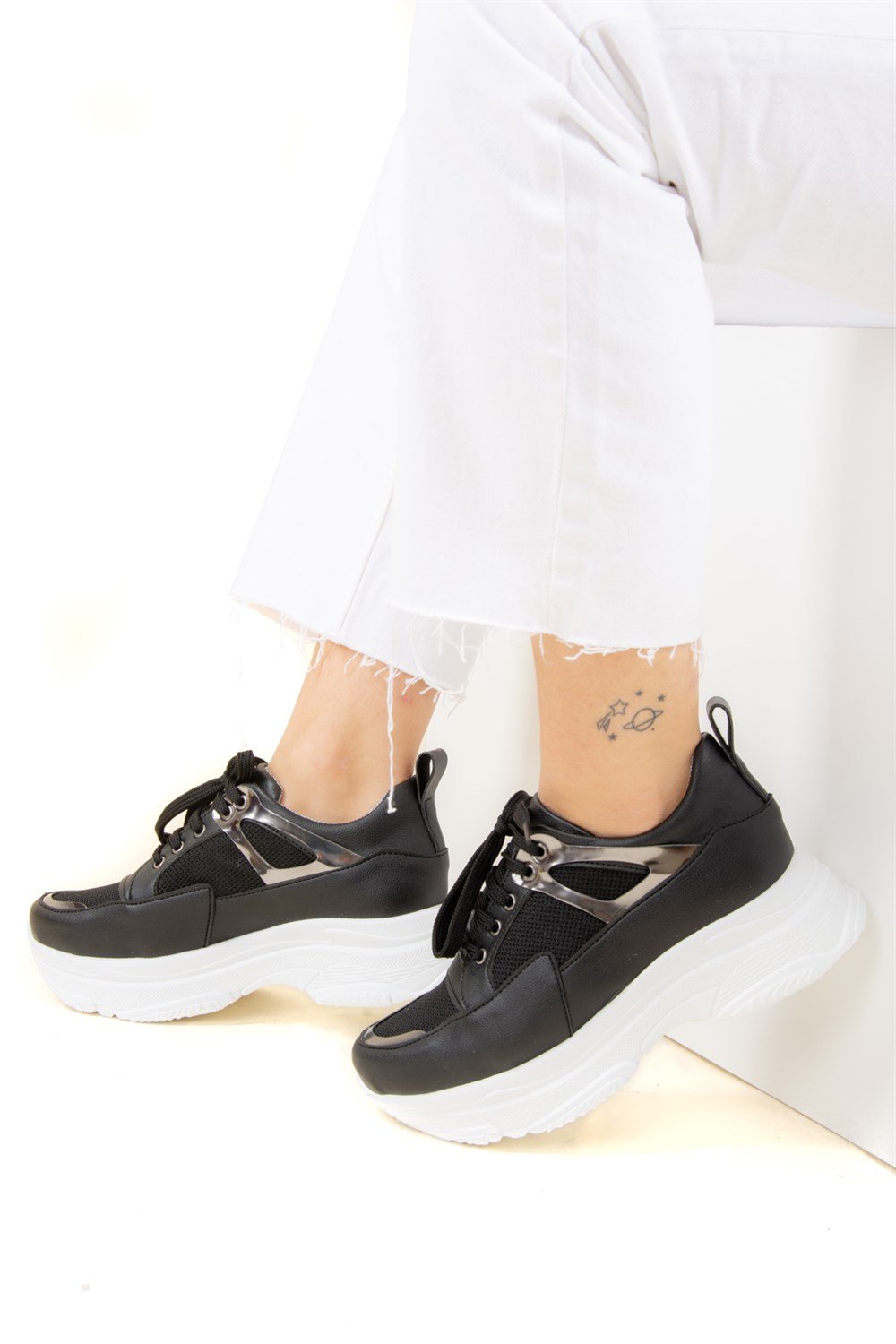 Siyah Fileli Kadın Sneakers F367094909