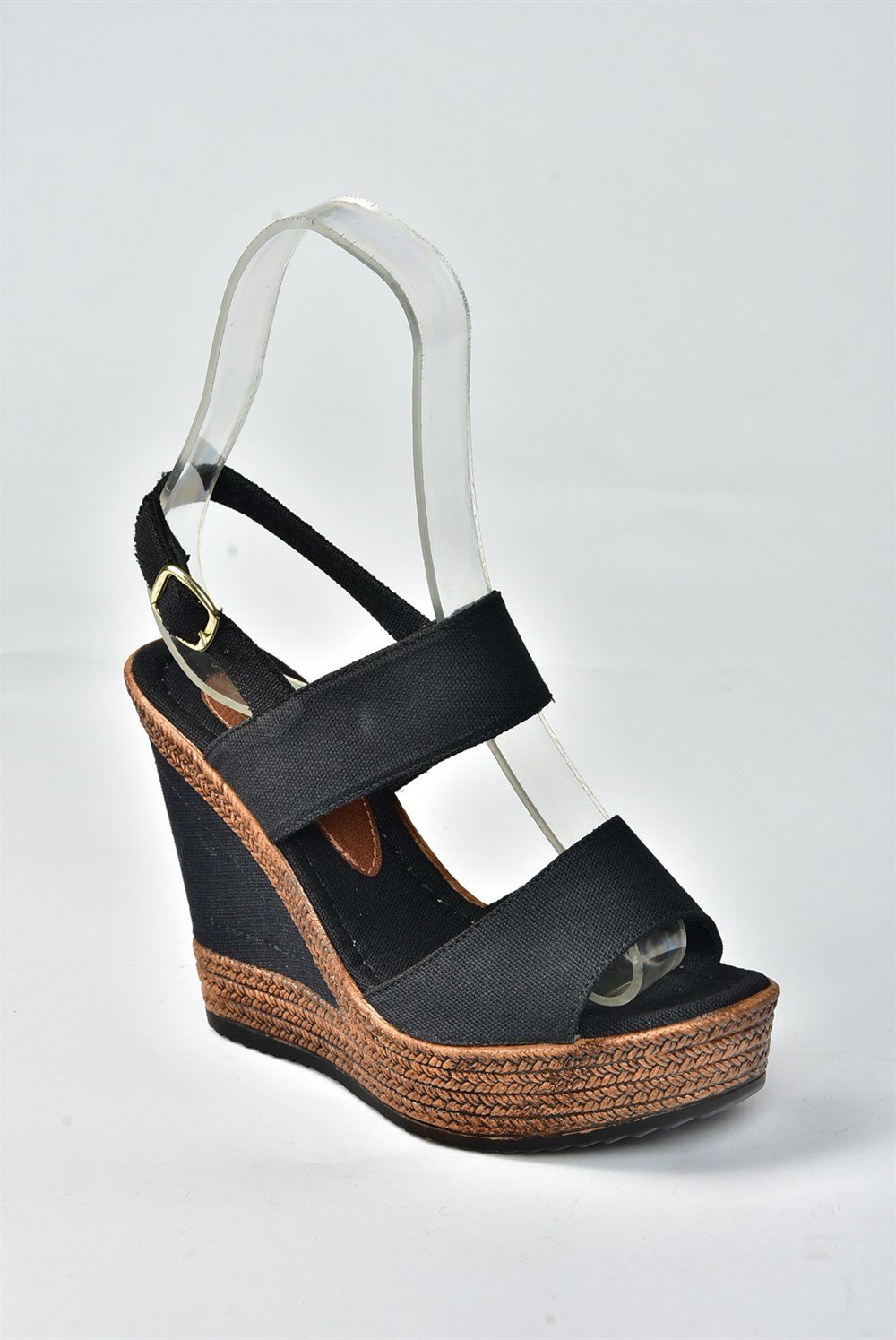 Siyah Keten Dolgu Topuklu Kadın Ayakkabı K674061305