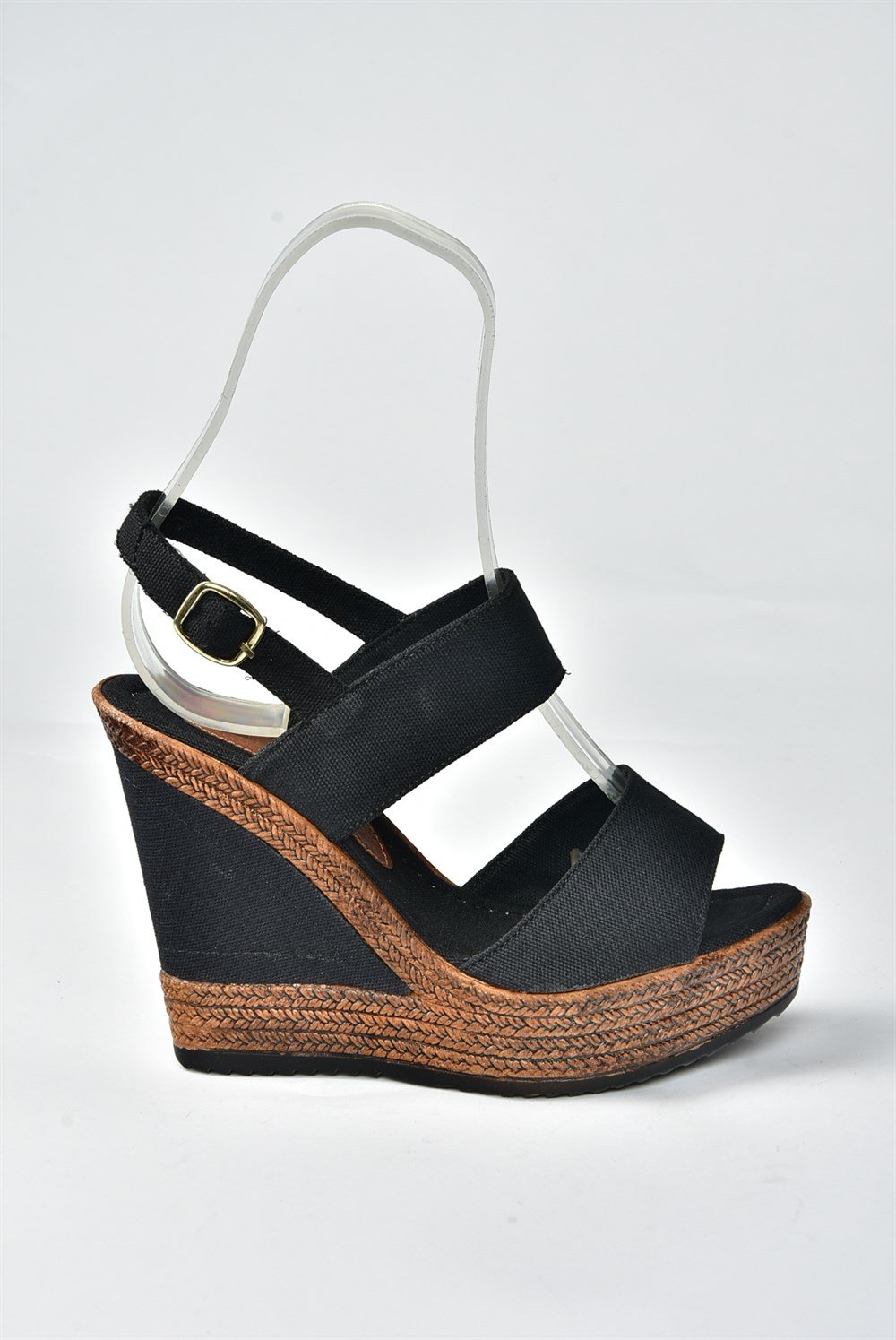 Siyah Keten Dolgu Topuklu Kadın Ayakkabı K674061305