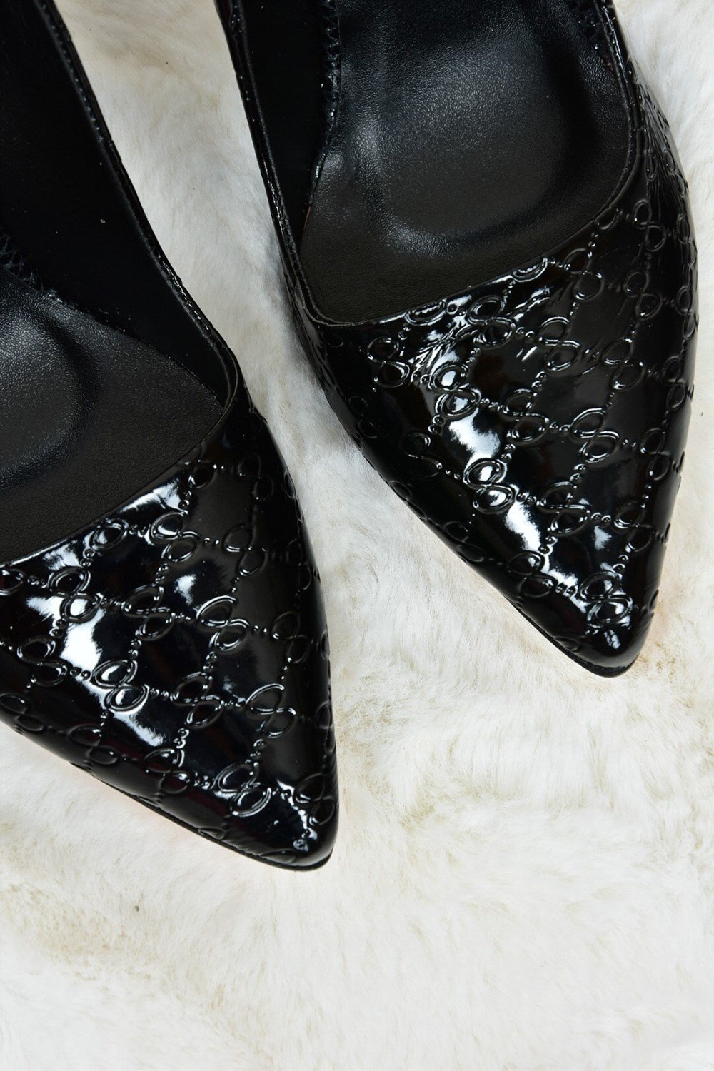 Siyah Rugan Baskı Kadın İnce Topuklu Stiletto L253971524