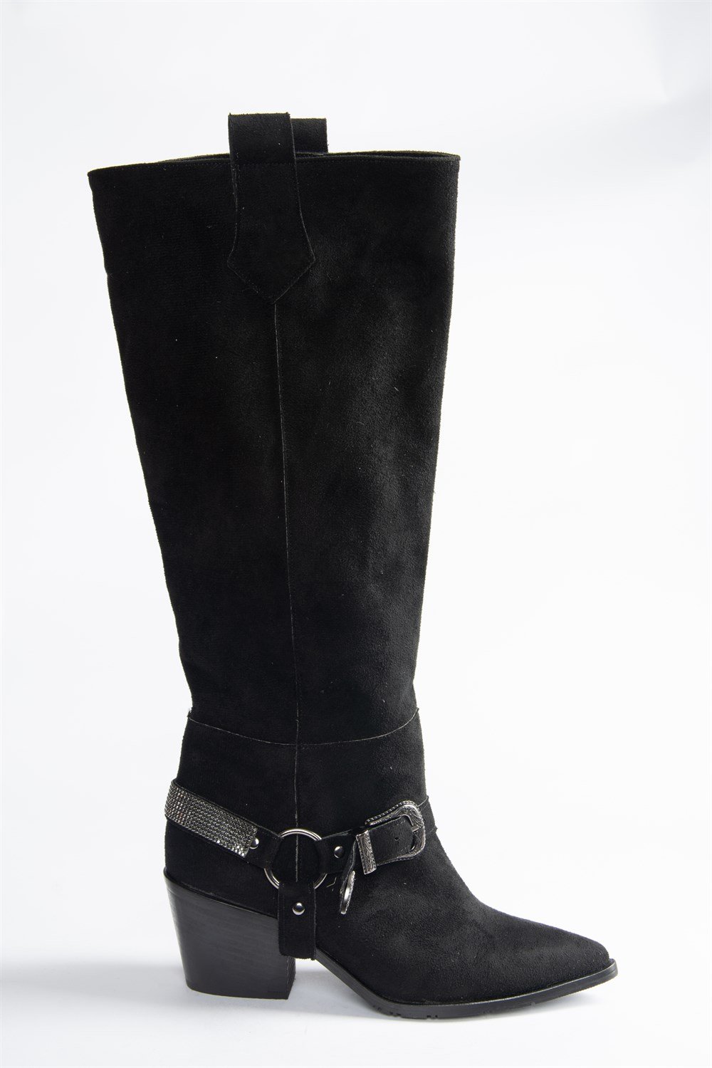 Siyah Süet Alçak Topuklu Kovboy Model Çizme N882880702