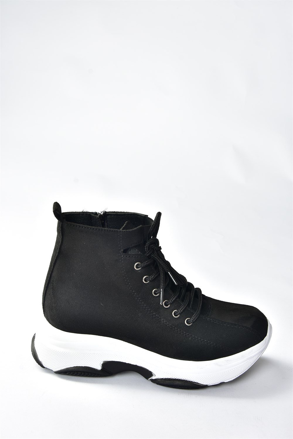 Siyah Süet Dolgu Taban Sneaker Kadın Spor N239002302