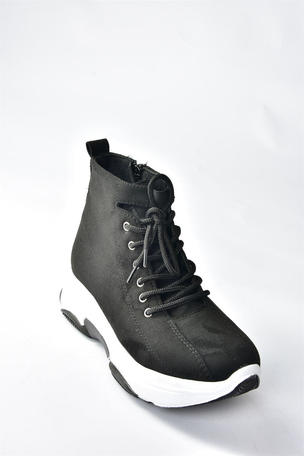 Siyah Süet Dolgu Taban Sneaker Kadın Spor N239002302