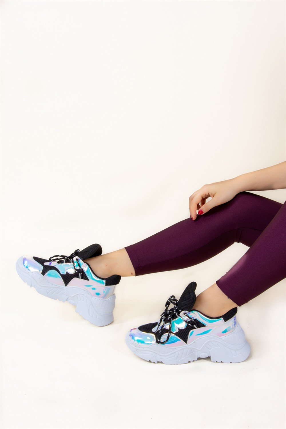 Siyah/Beyaz Kadın Sneakers F425773449