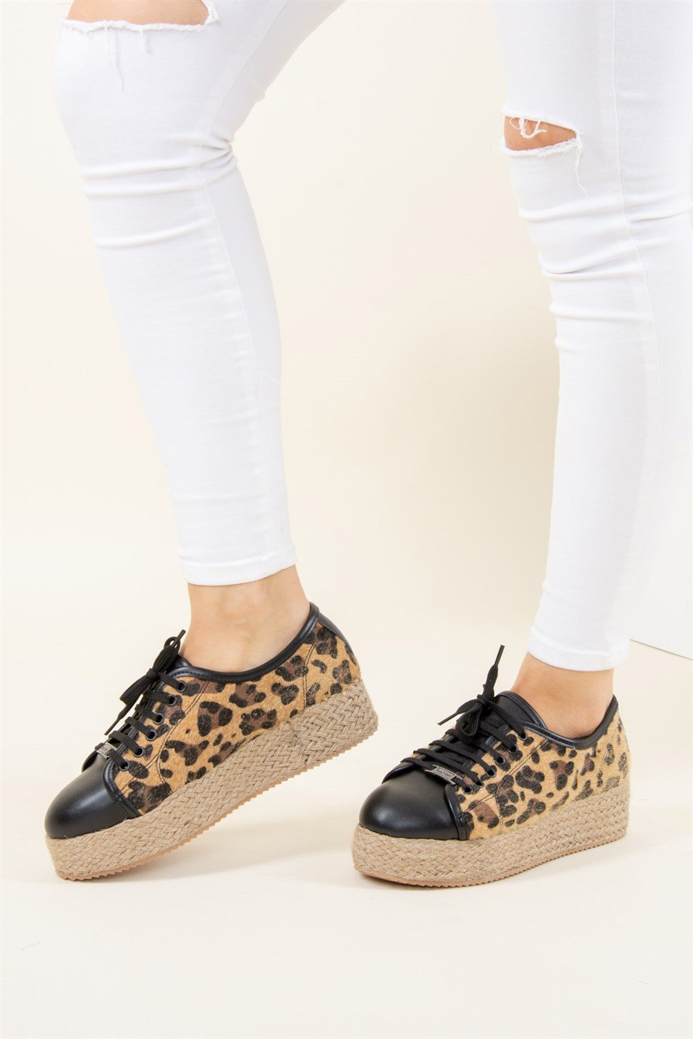 Siyah/Leopar Kadın Ayakkabı F442390309