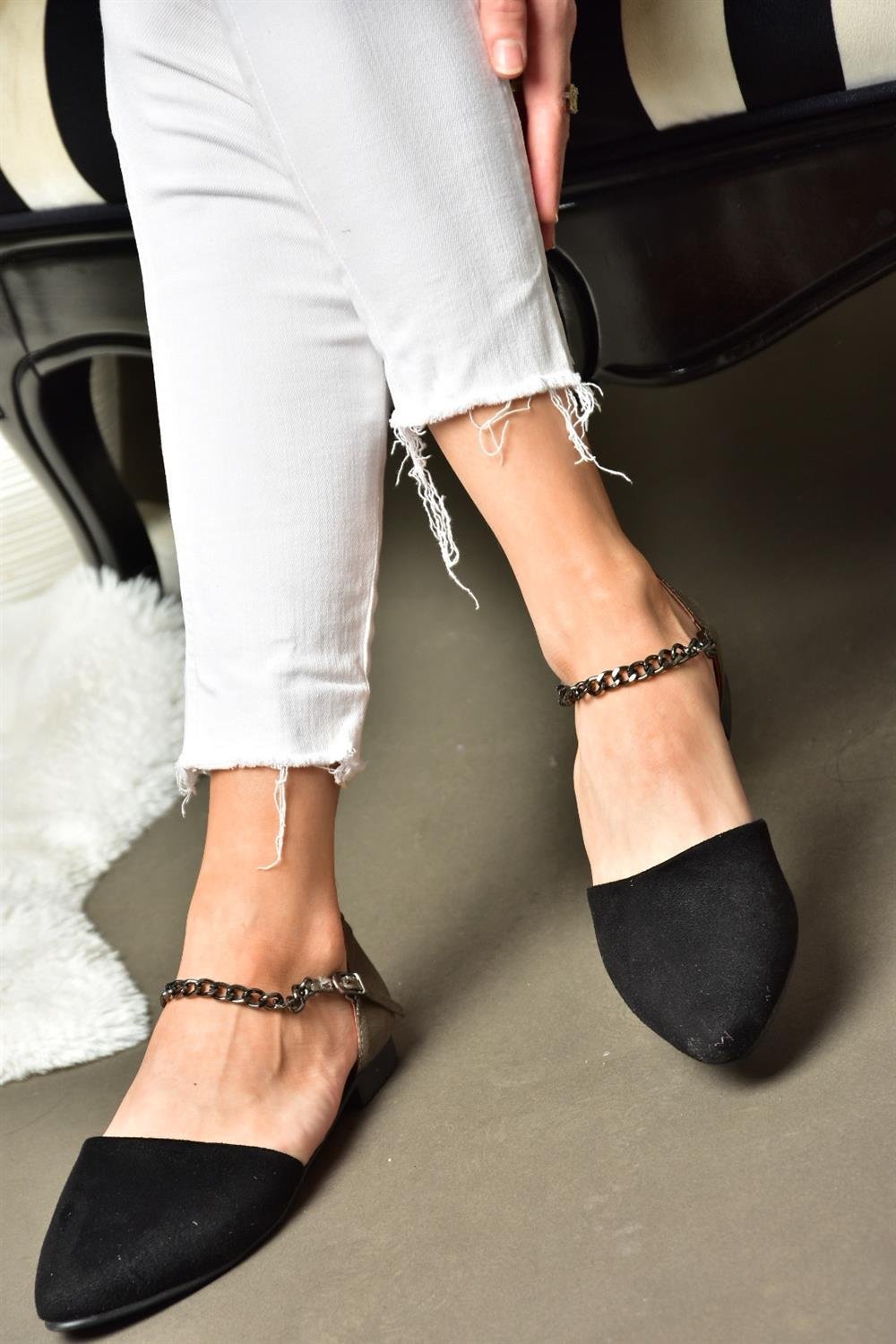 Siyah/Platin Kadın Babet B726024402