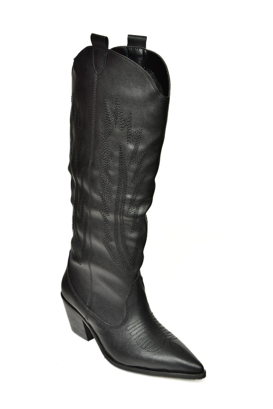 T267765209 Siyah Kovboy Model Kadın Çizme