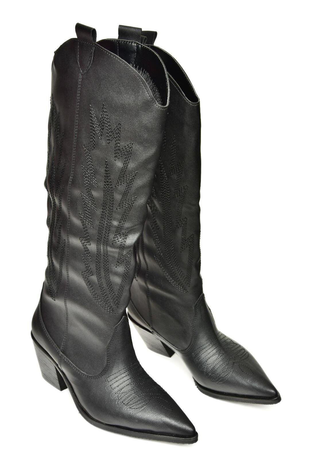 T267765209 Siyah Kovboy Model Kadın Çizme