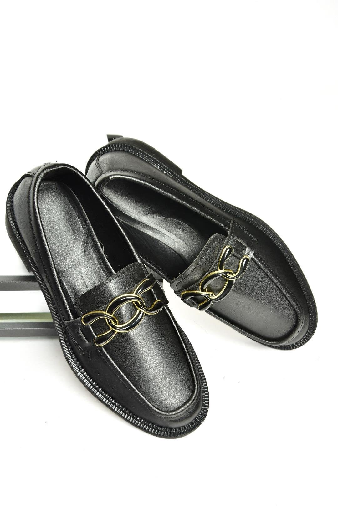 T314576409 Siyah Loafer Makosen Kadın Ayakkabı
