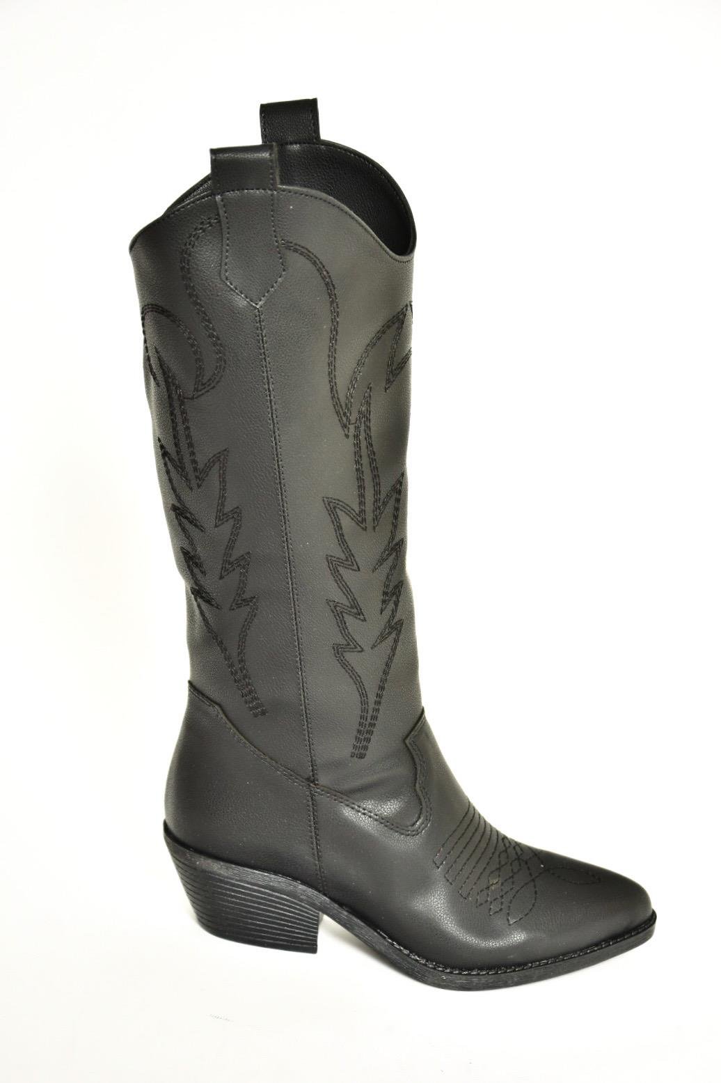 T404401209 Siyah Kovboy Model Kadın Çizme