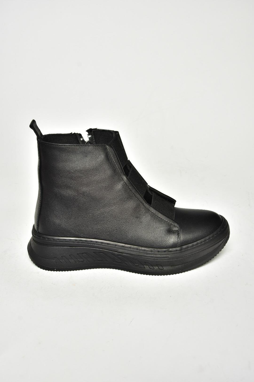 T555130103 Siyah Hakiki Deri Comfort Ortopedik Taban Kadın Bot