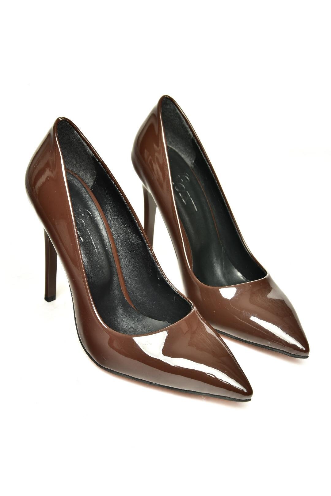 T676192008 Kahverengi Rugan İnce Topuklu Kadın Stiletto