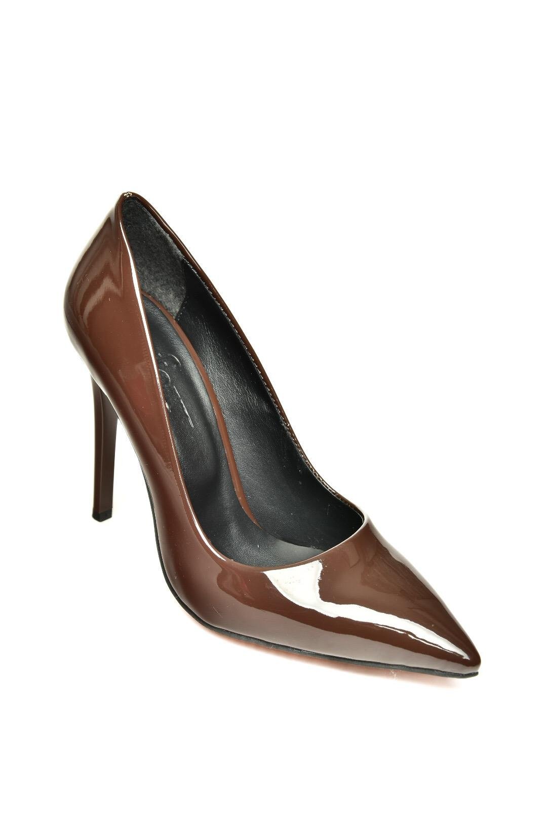 T676192008 Kahverengi Rugan İnce Topuklu Kadın Stiletto