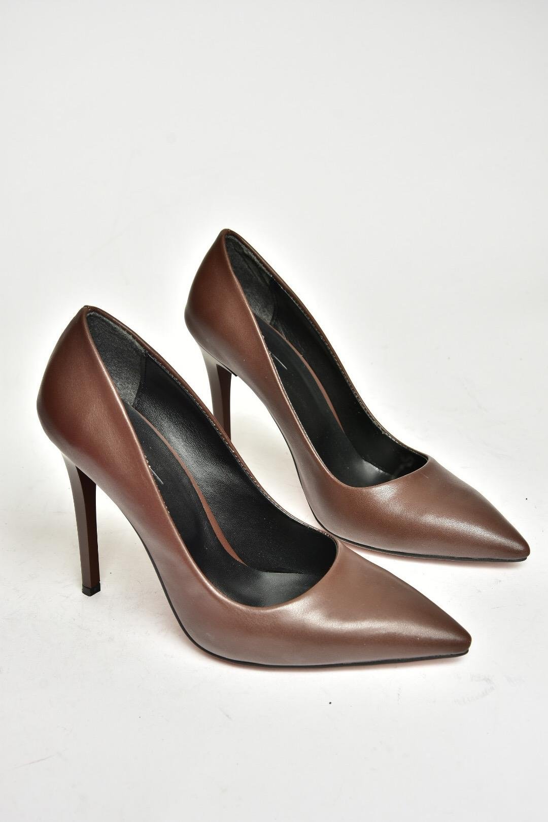T676192009 Kahverengi İnce Topuklu Kadın Stiletto