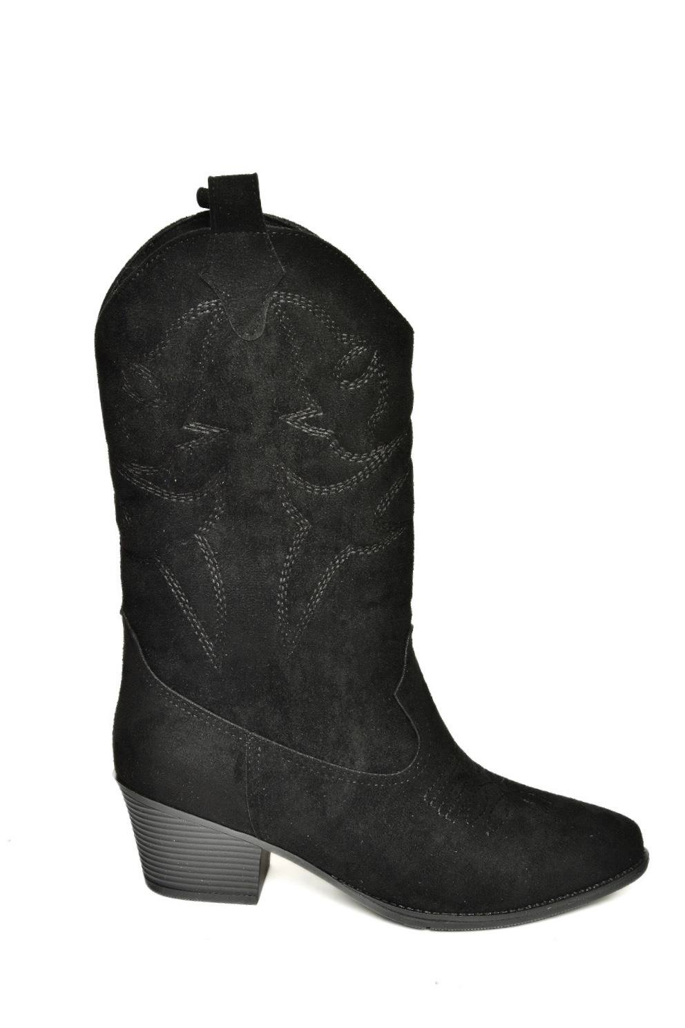 T820088702 Siyah Süet Kovboy Model Kadın Çizme