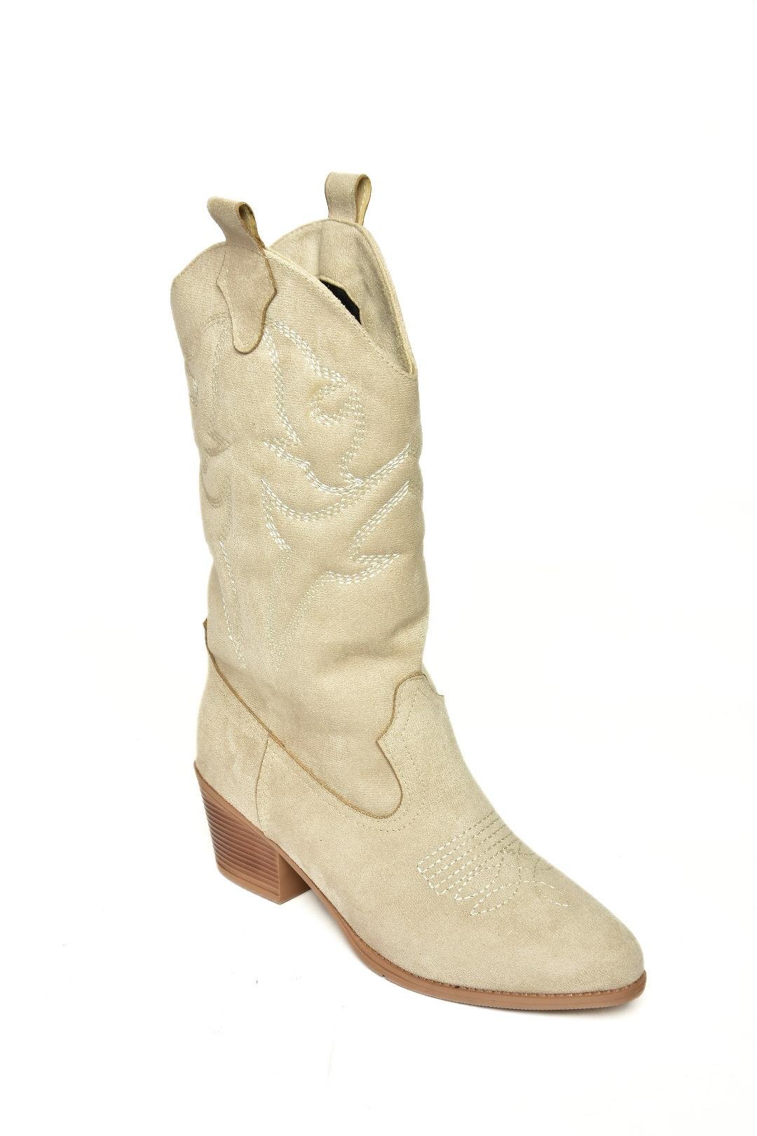 T820088702 Ten Süet Kovboy Model Kadın Çizme