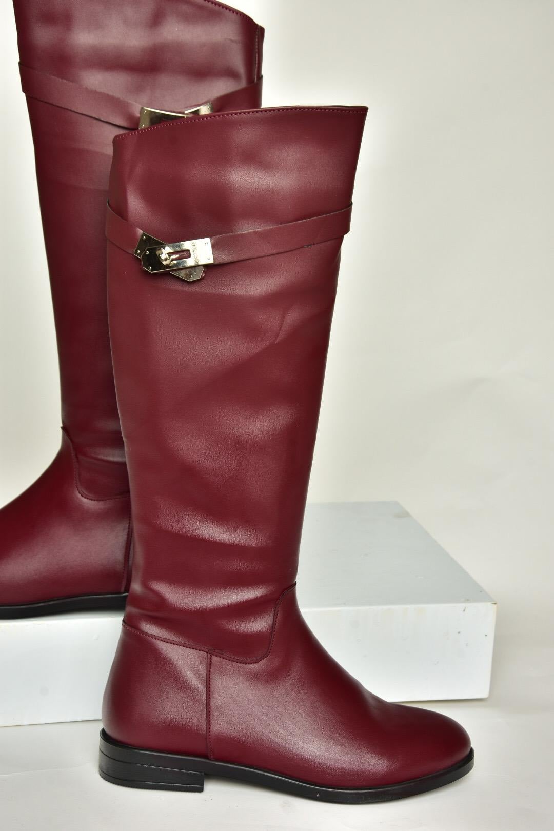T848443409 Bordo Klasik Kadın Çizme