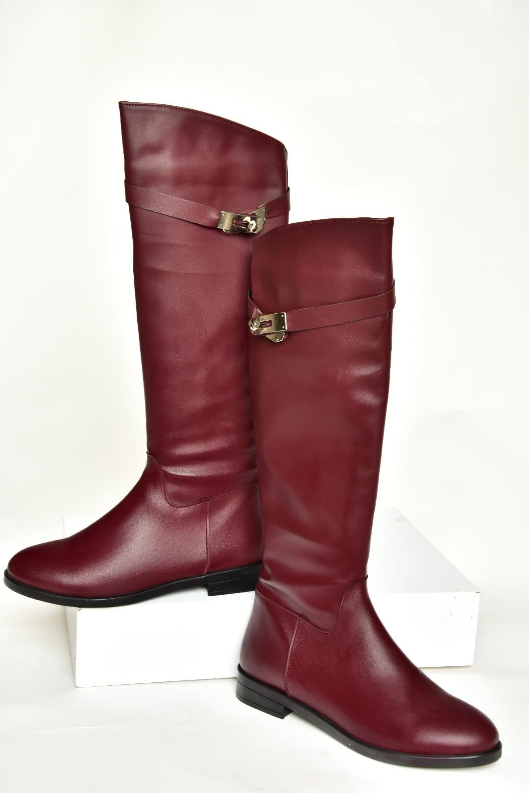 T848443409 Bordo Klasik Kadın Çizme