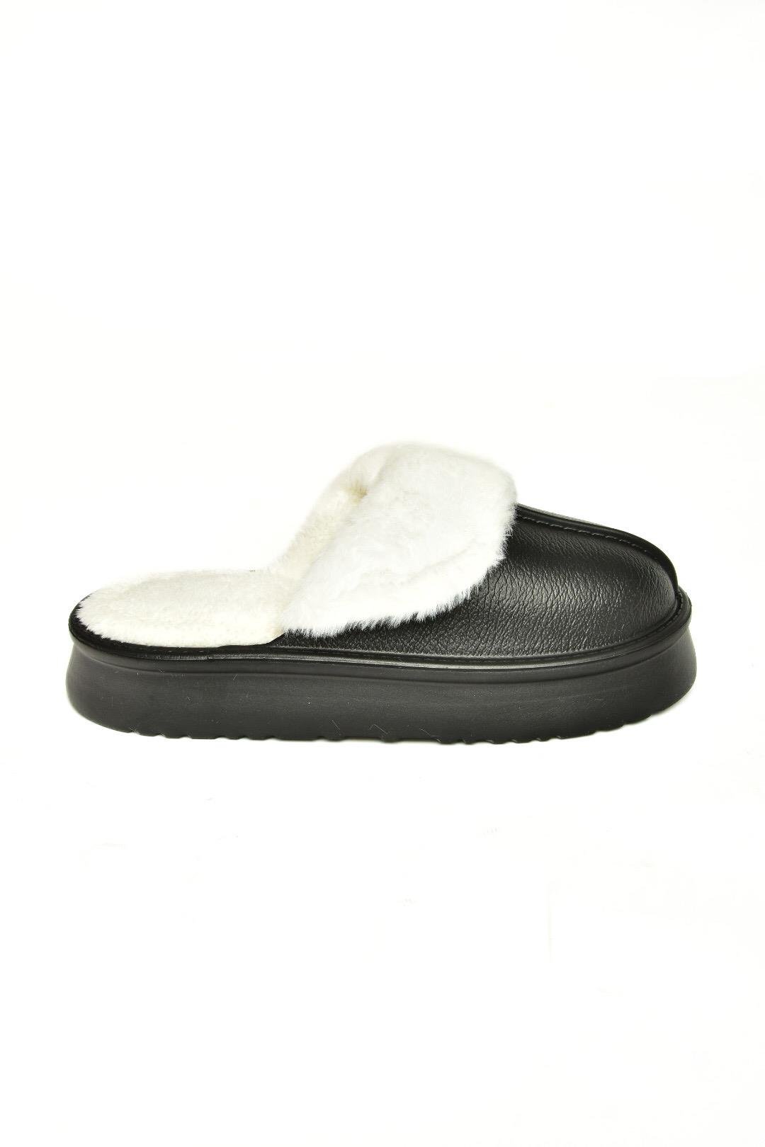 T918264209 Siyah İçi Peluş Kadın Terlik