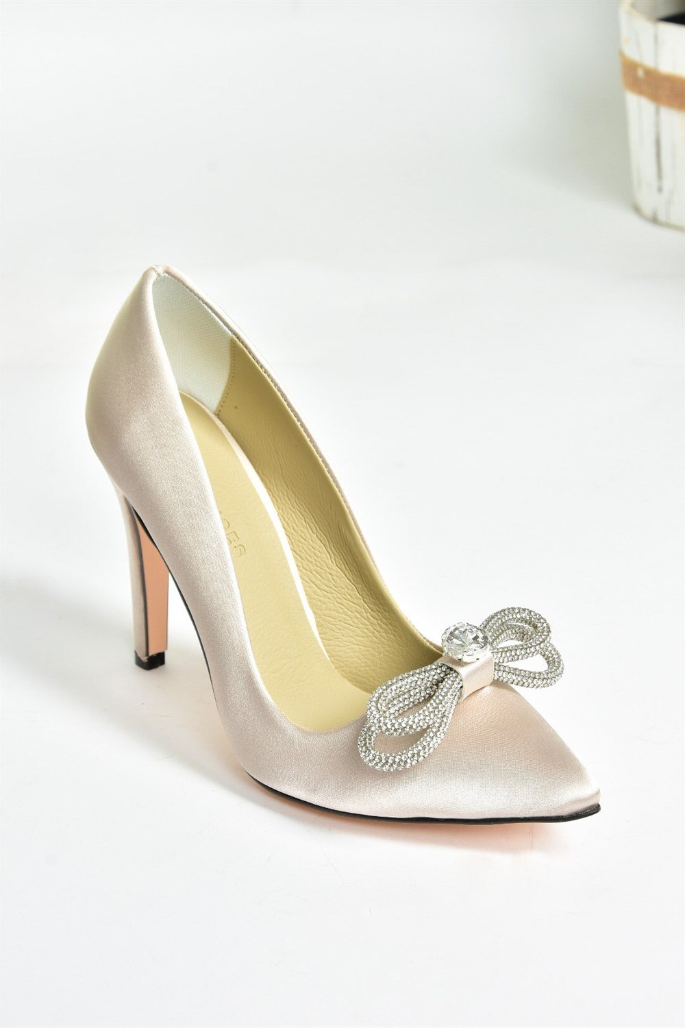 Ten Saten Kumaş Taşlı Kadın Stiletto M253972004