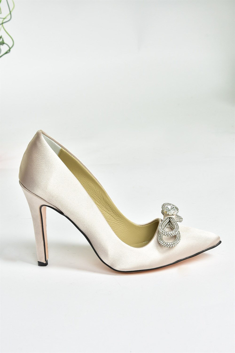 Ten Saten Kumaş Taşlı Kadın Stiletto M253972004