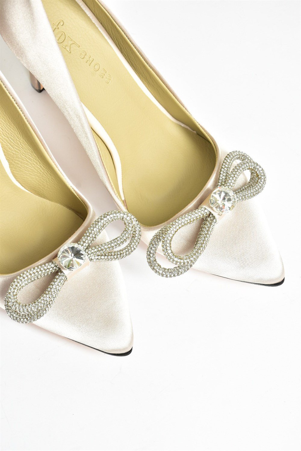 Ten Saten Kumaş Taşlı Kadın Stiletto M253972004