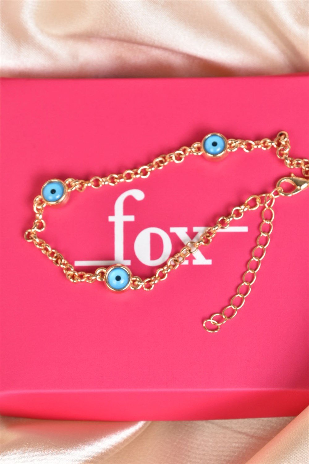 Top Nazar Boncuklu Altın Zincir Halhal KA021107