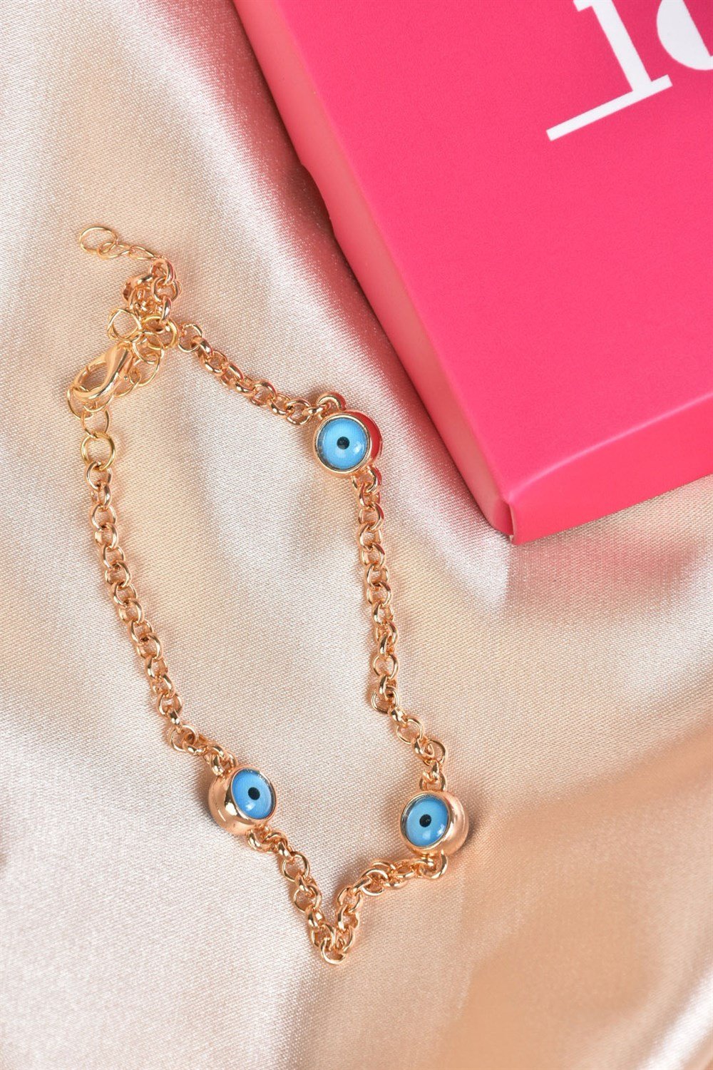 Top Nazar Boncuklu Altın Zincir Halhal KA021107