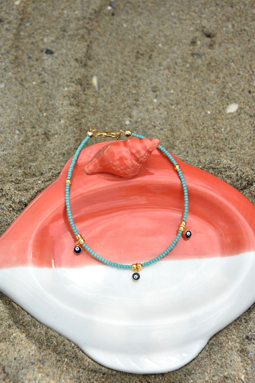 Turkuaz Sallanan Nazar Boncuklu Halhal KA011030