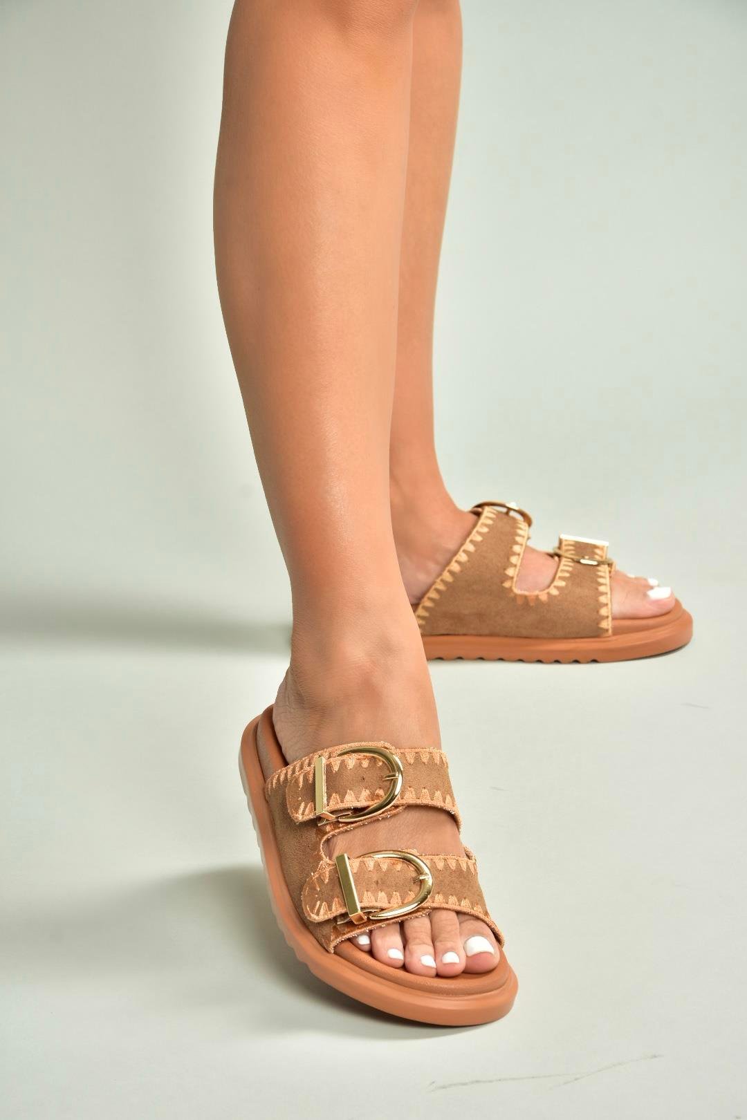 U267146202 Taba Süet Kadın Terlik