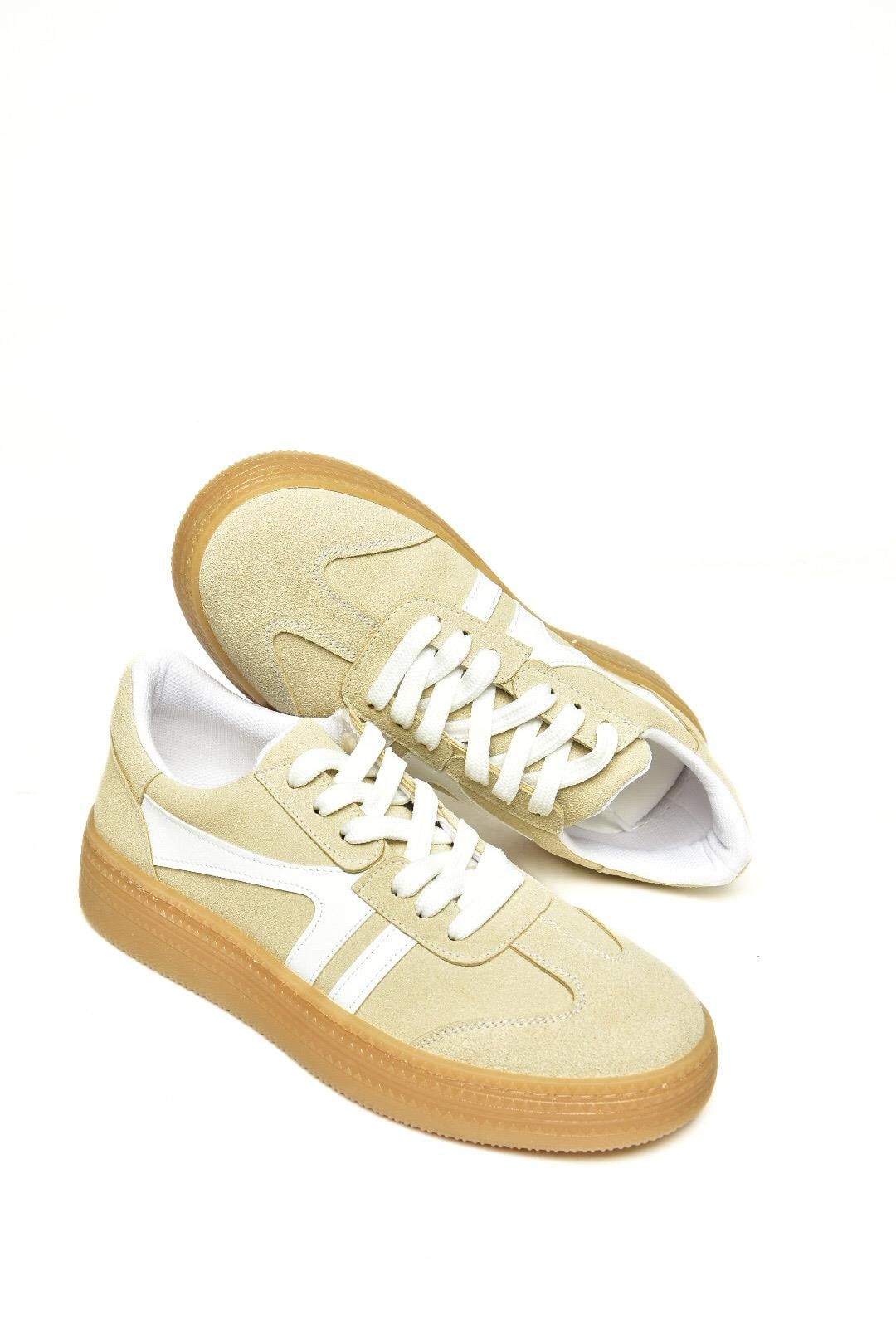 U274431102 Bej Süet Spor Ayakkabı Sneakers