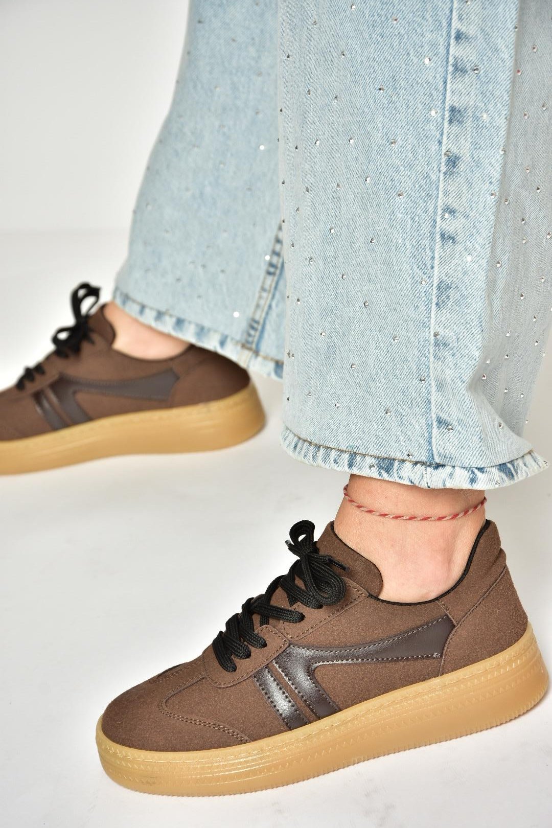 U274431102 Kahverengi Süet Spor Ayakkabı Sneakers