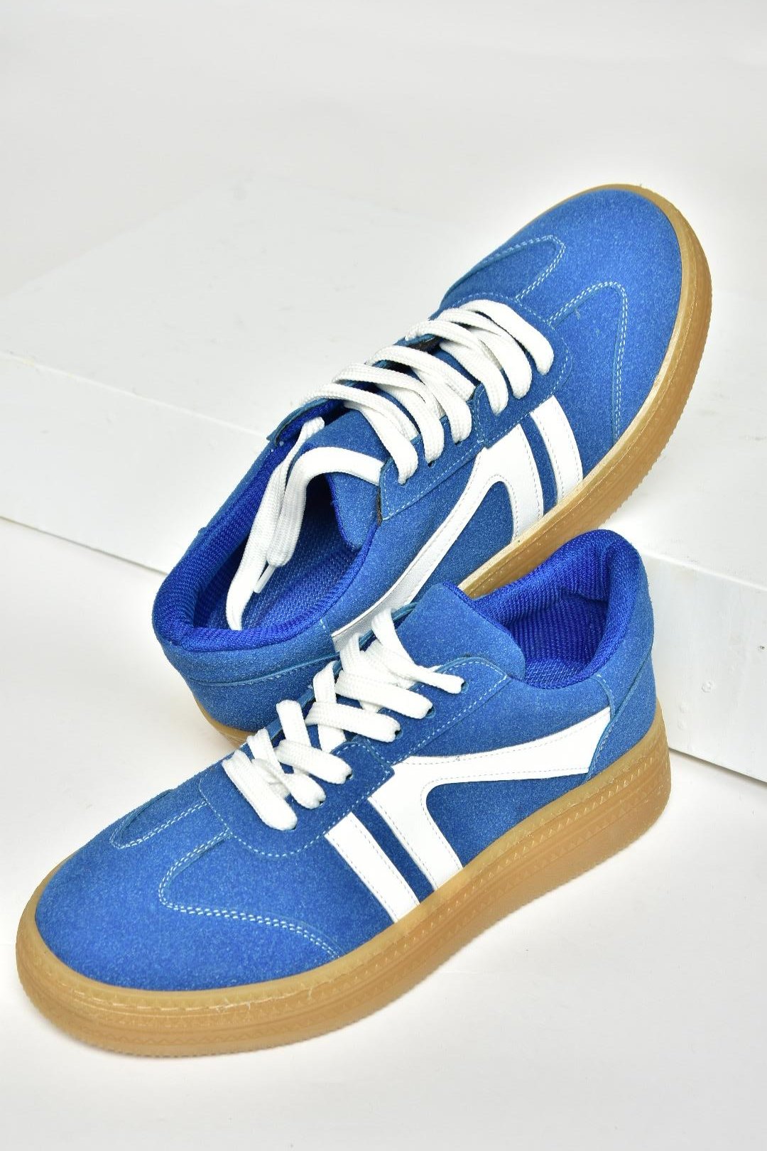 U274431102 Mavi Süet Spor Ayakkabı Sneakers