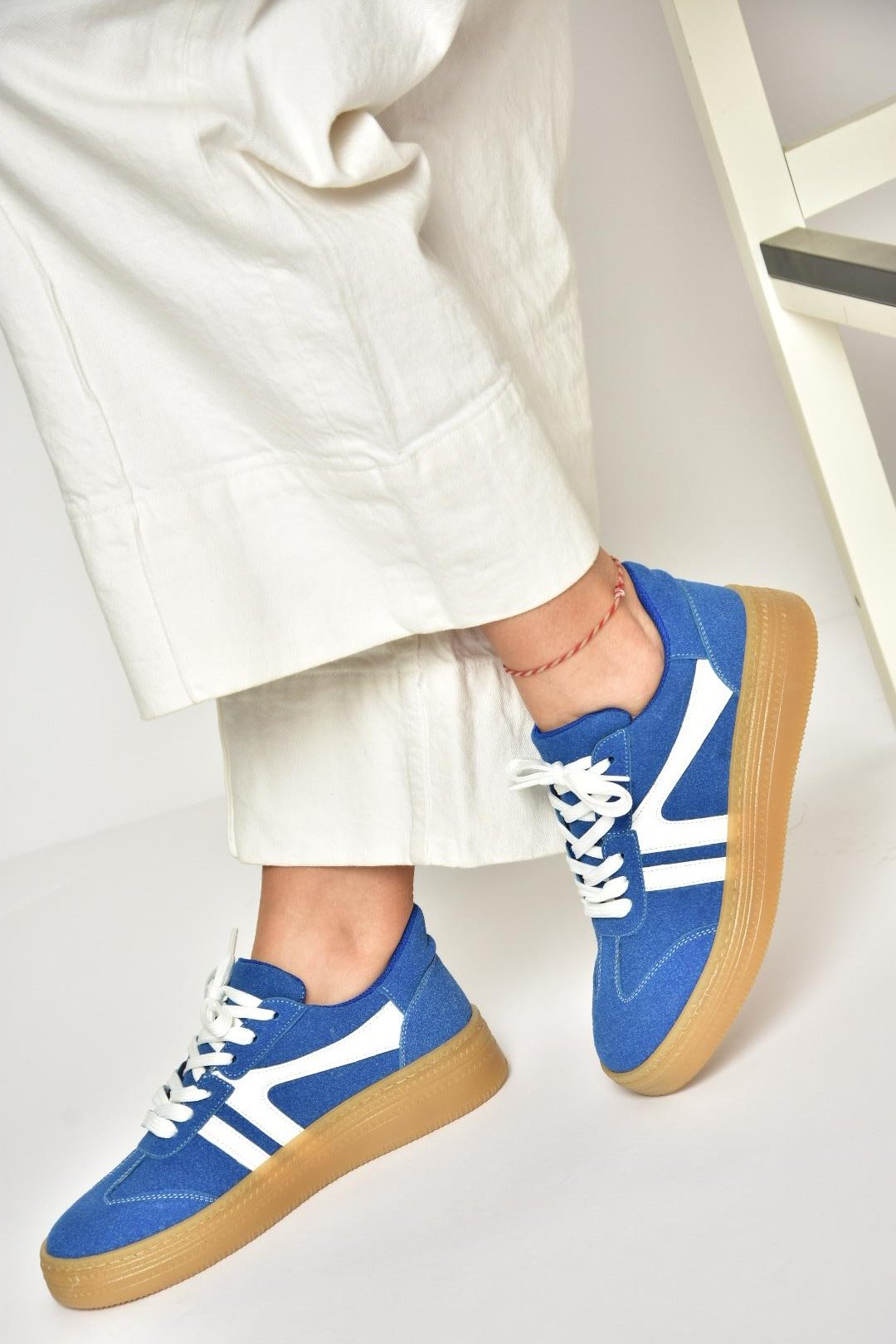 U274431102 Mavi Süet Spor Ayakkabı Sneakers