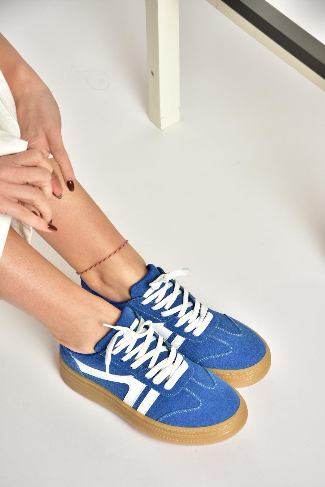 U274431102 Mavi Süet Spor Ayakkabı Sneakers