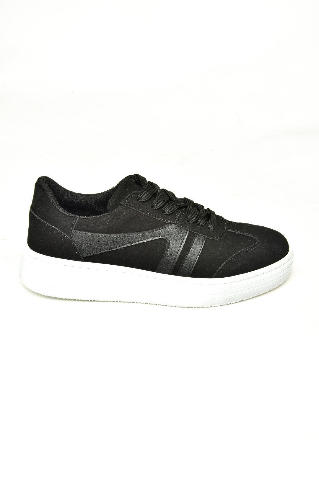 U274431102 Siyah Süet Kadın Spor Ayakkabı Sneakers
