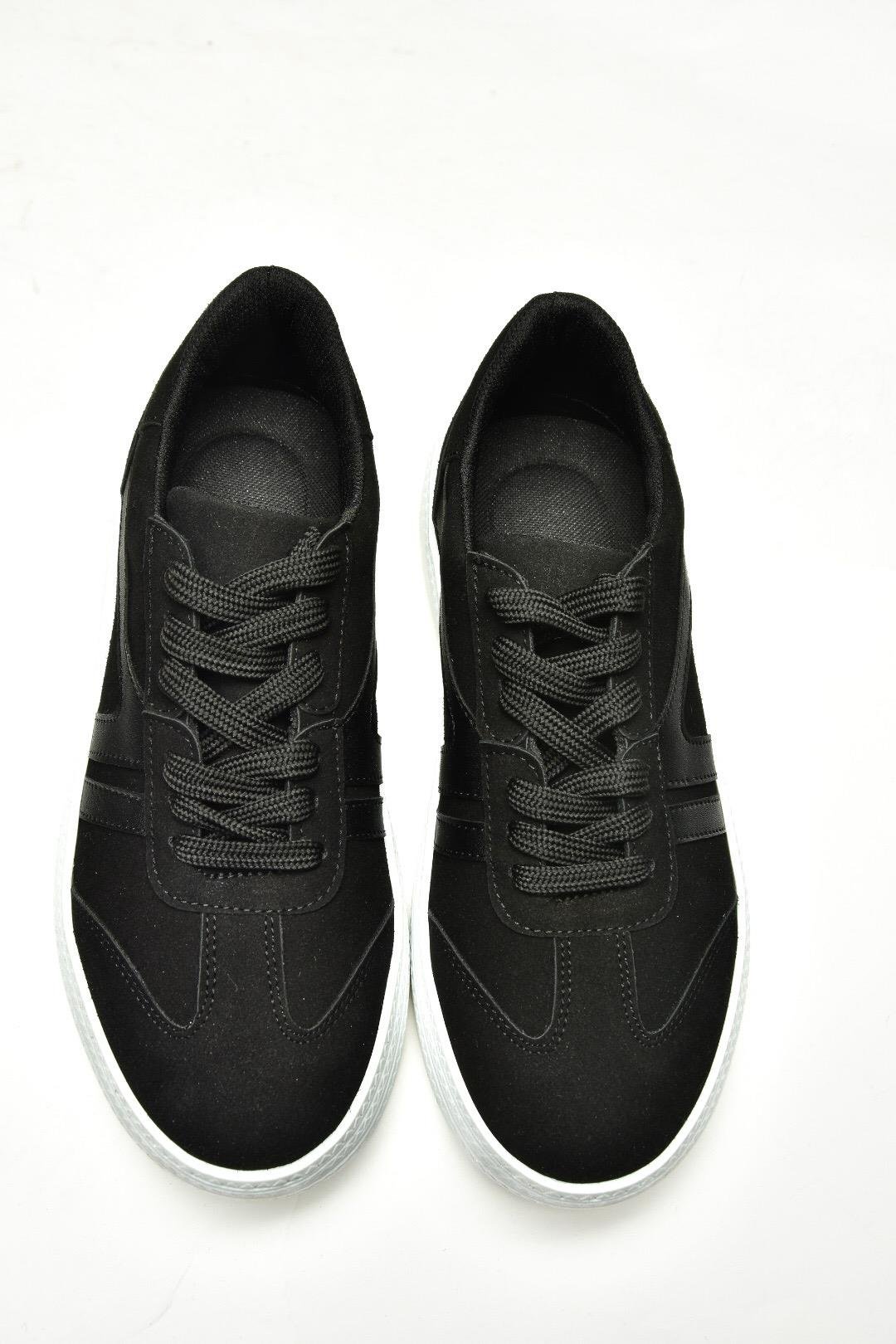 U274431102 Siyah Süet Kadın Spor Ayakkabı Sneakers
