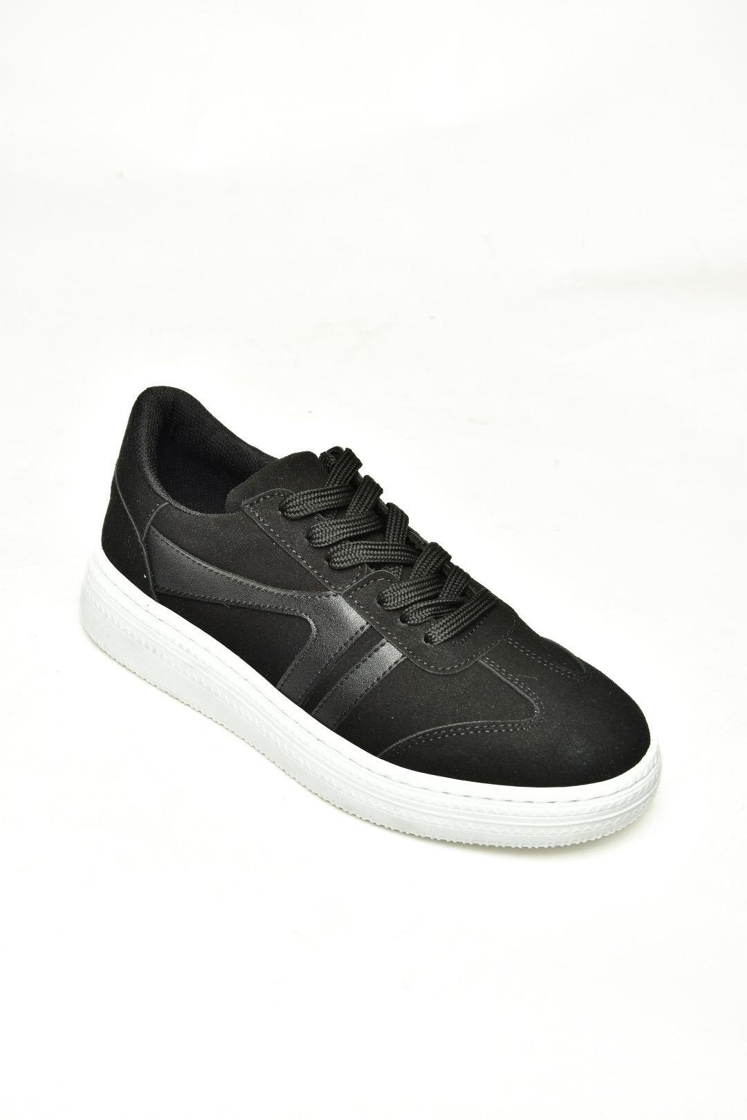U274431102 Siyah Süet Kadın Spor Ayakkabı Sneakers