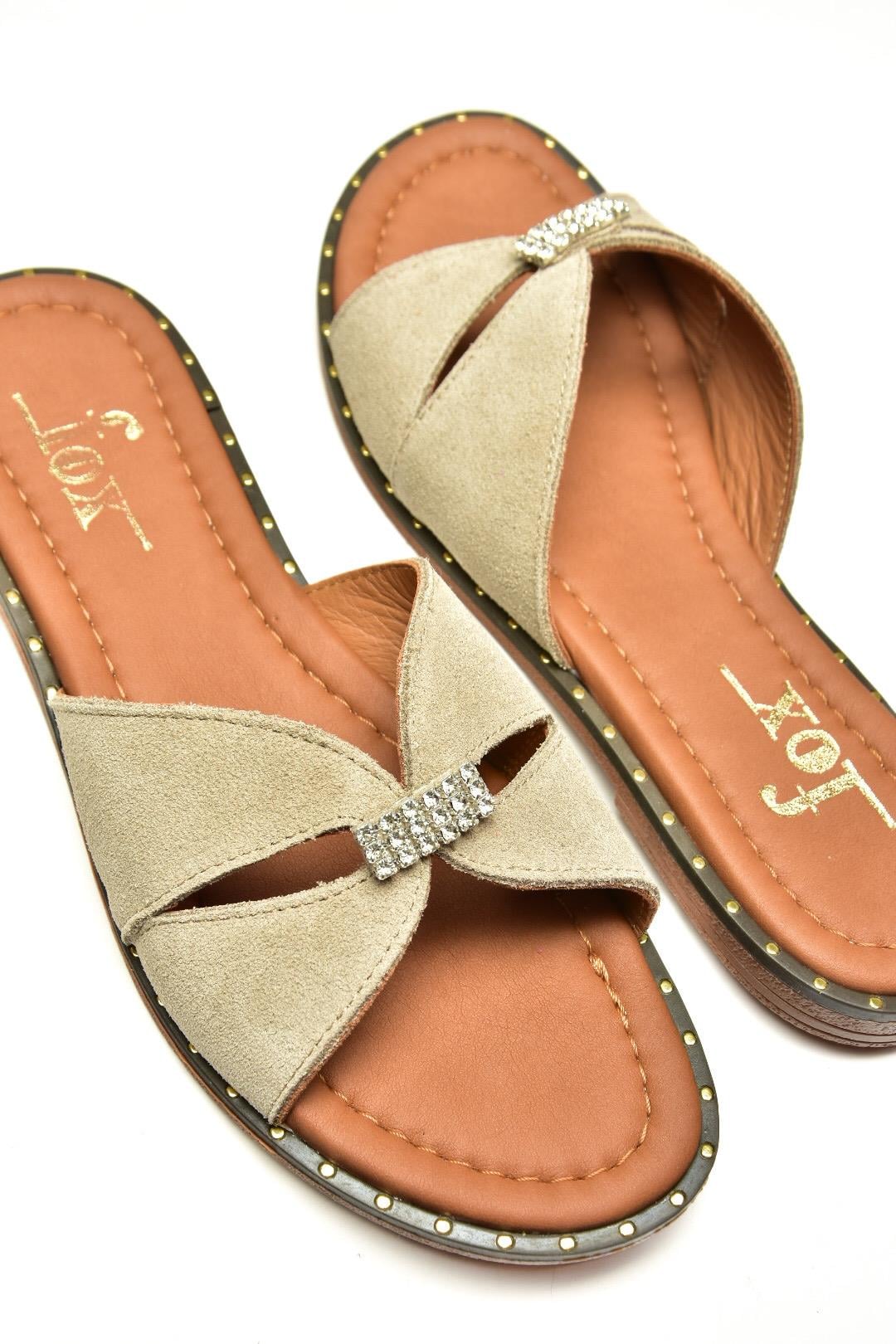U291290002 Bej Süet Kadın Terlik