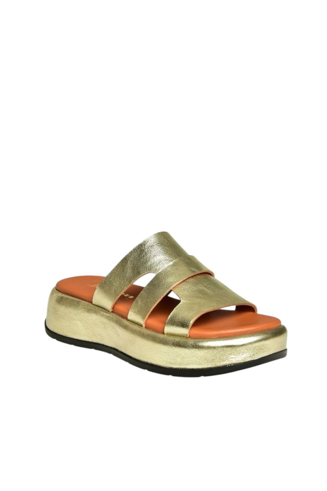 U296444003 Altın Hakiki Deri Kadın Terlik