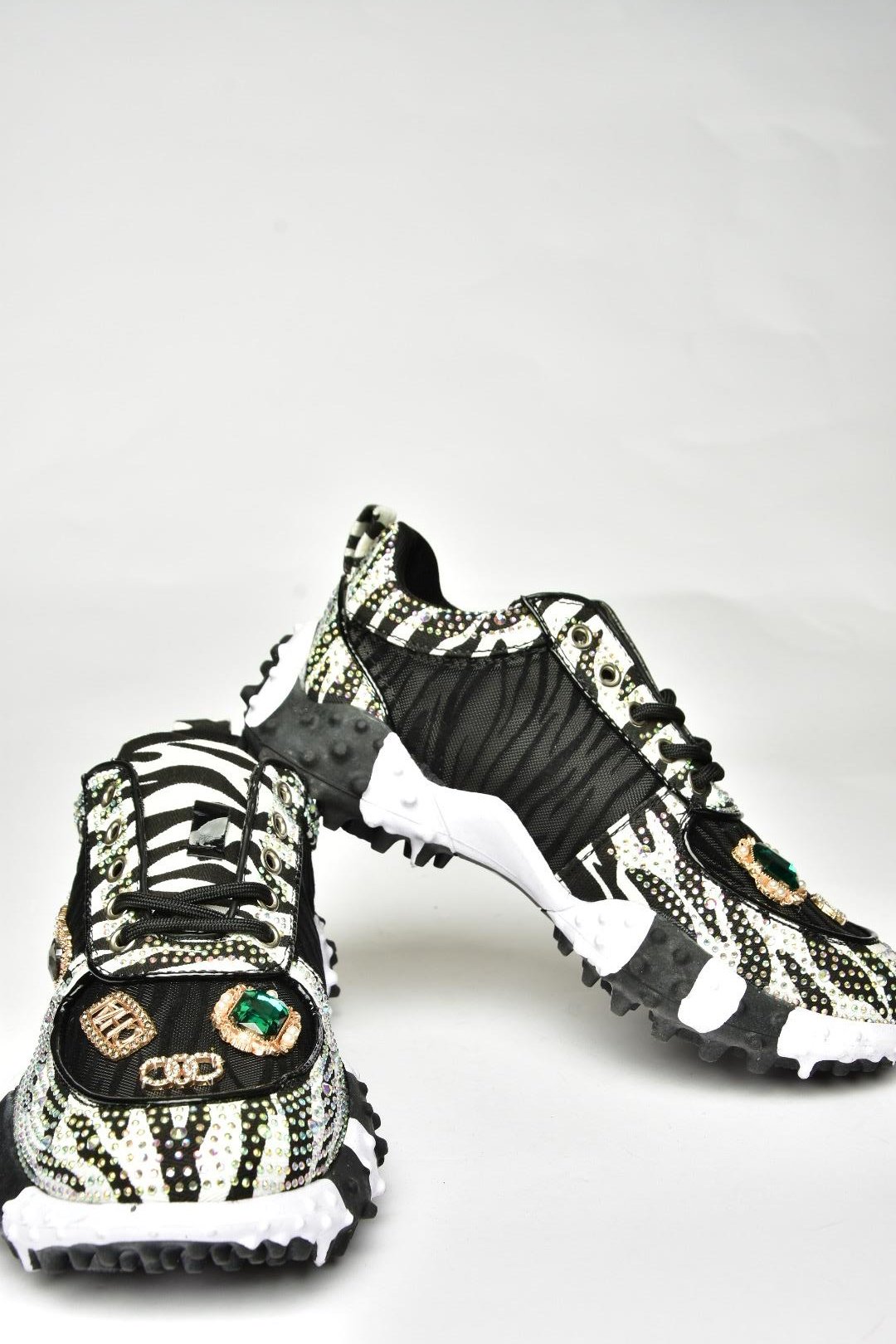 U380143604 Siyah Kumaş Taşlı Spor Ayakkabı Sneakers