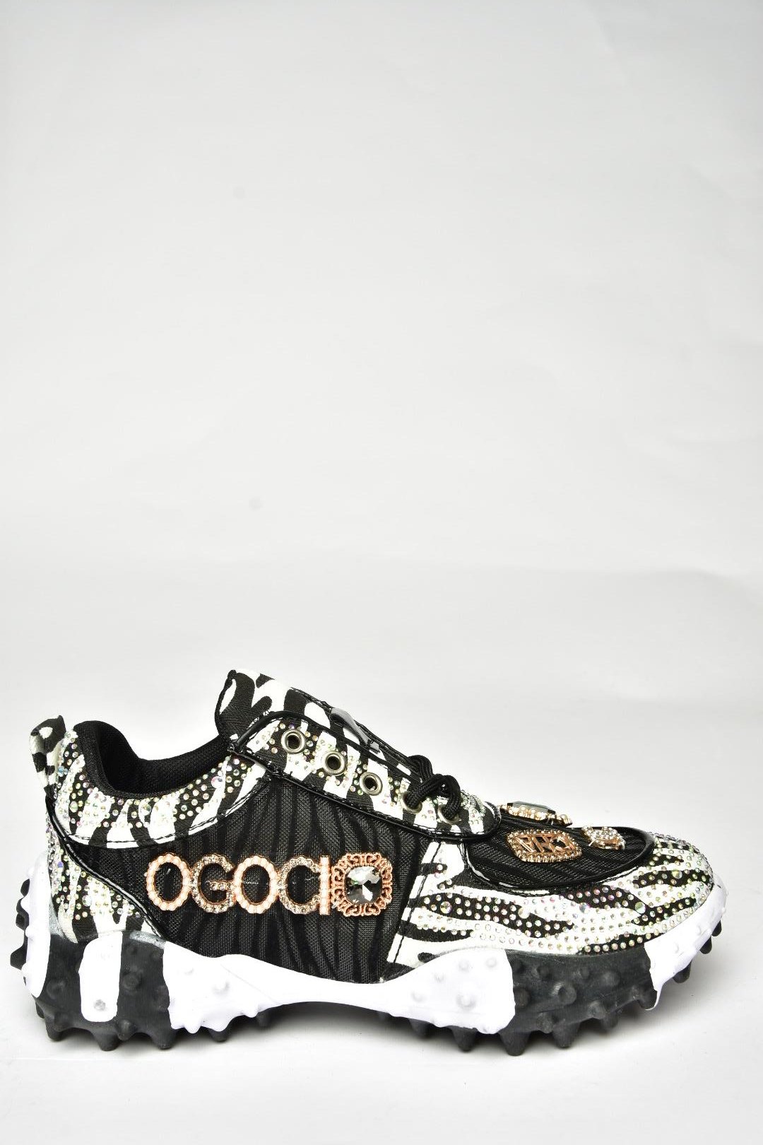 U380143604 Siyah Kumaş Taşlı Spor Ayakkabı Sneakers