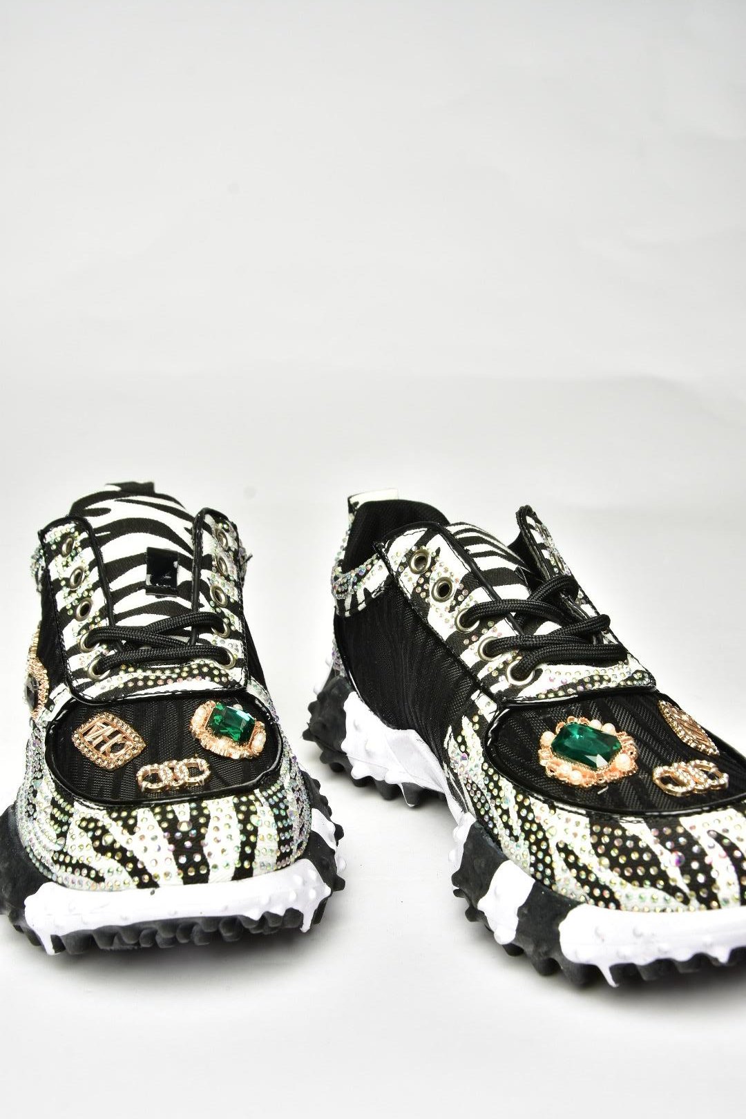 U380143604 Siyah Kumaş Taşlı Spor Ayakkabı Sneakers