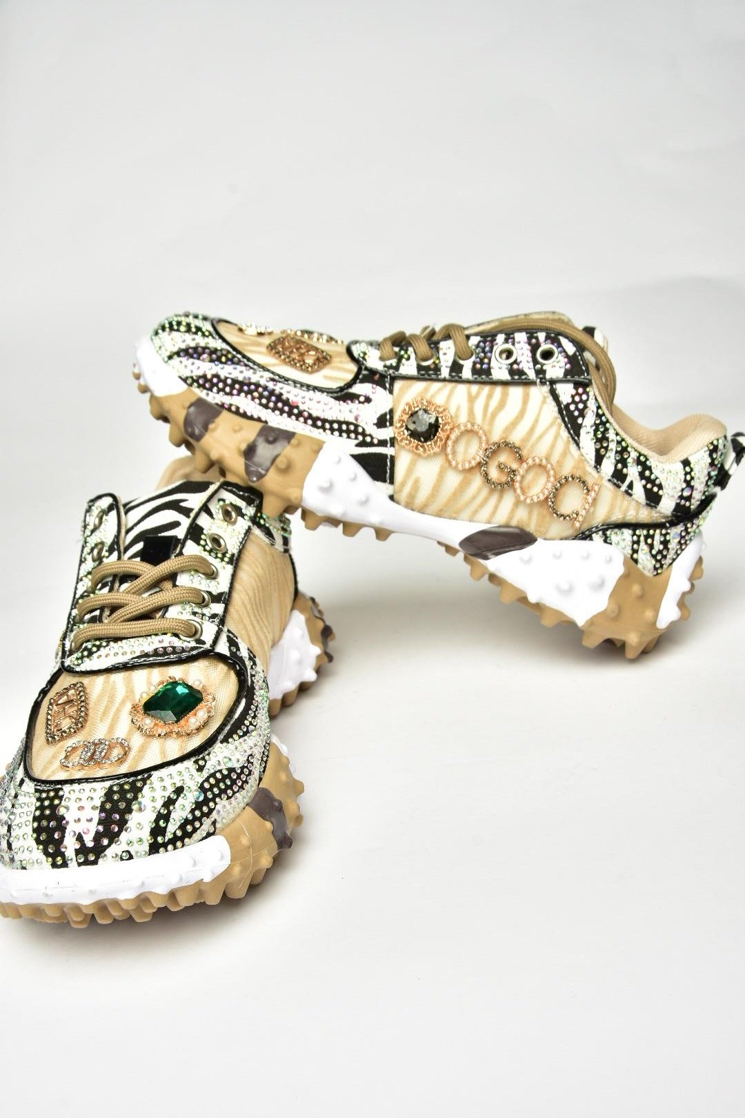 U380143604 Vizon Kumaş Taşlı Spor Ayakkabı Sneakers