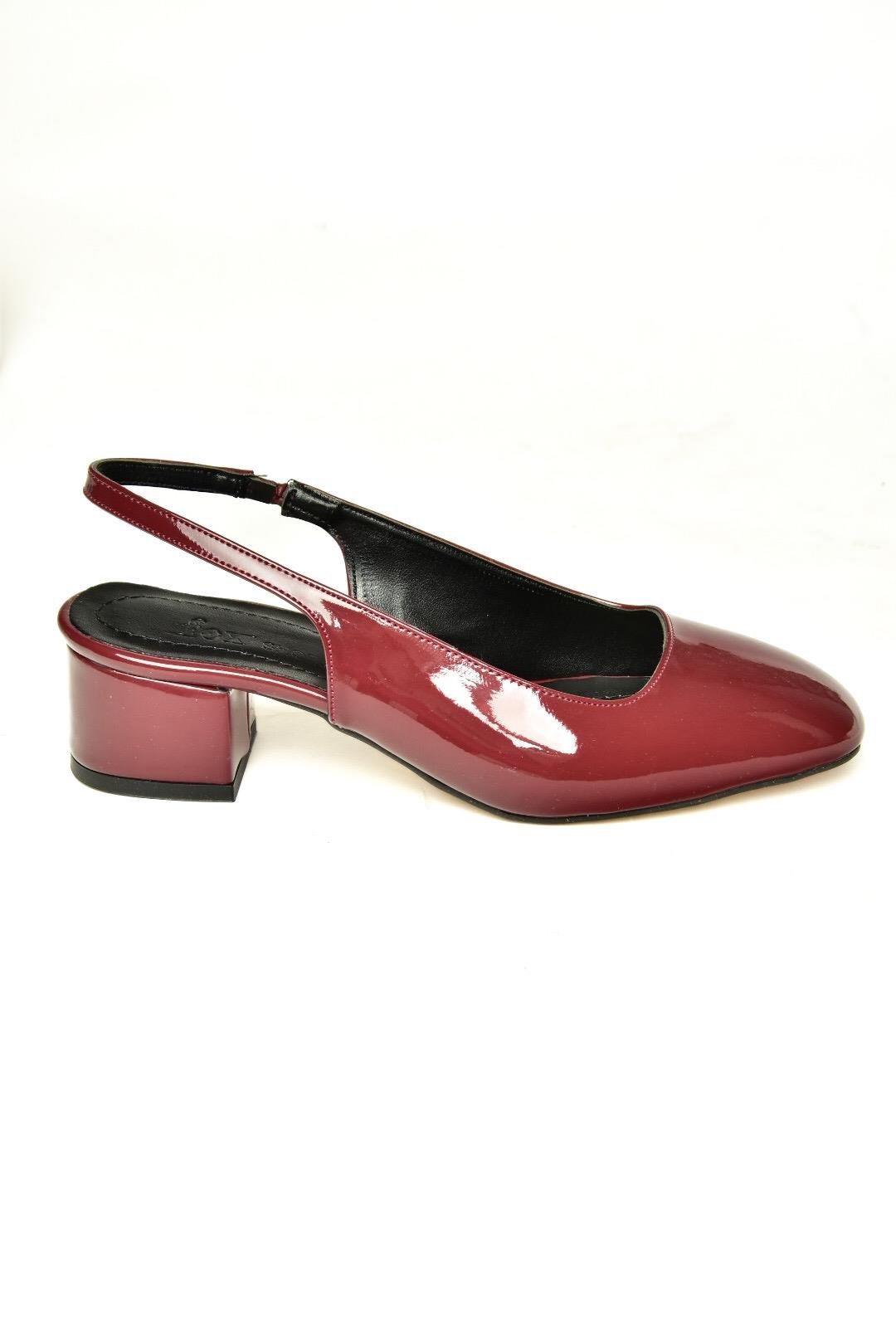 U404603508 Bordo Rugan Alçak Topuklu Kadın Ayakkabı
