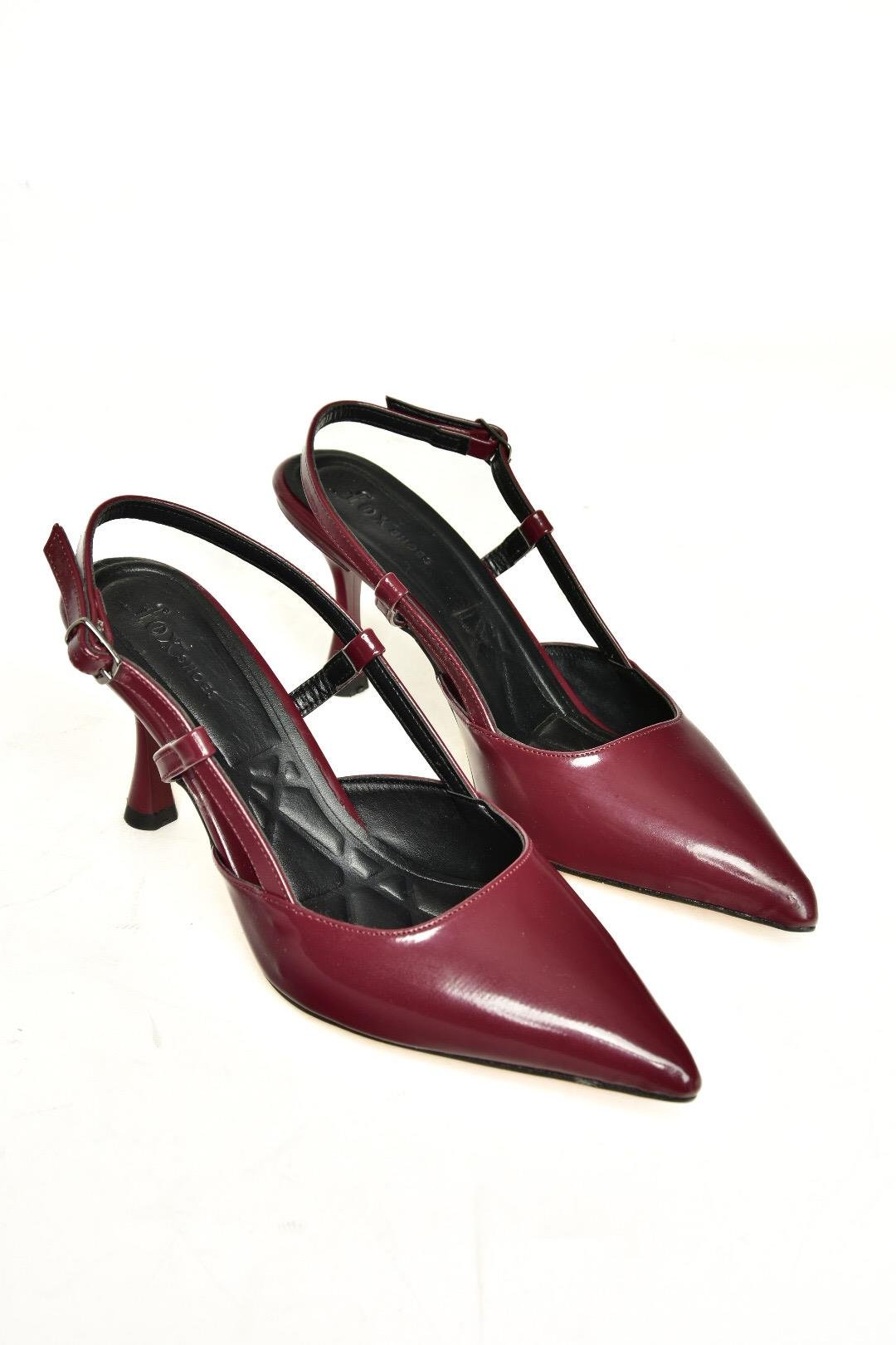 U480441108 Bordo Rugan İnce Topuklu Kadın Abiye Ayakkabı