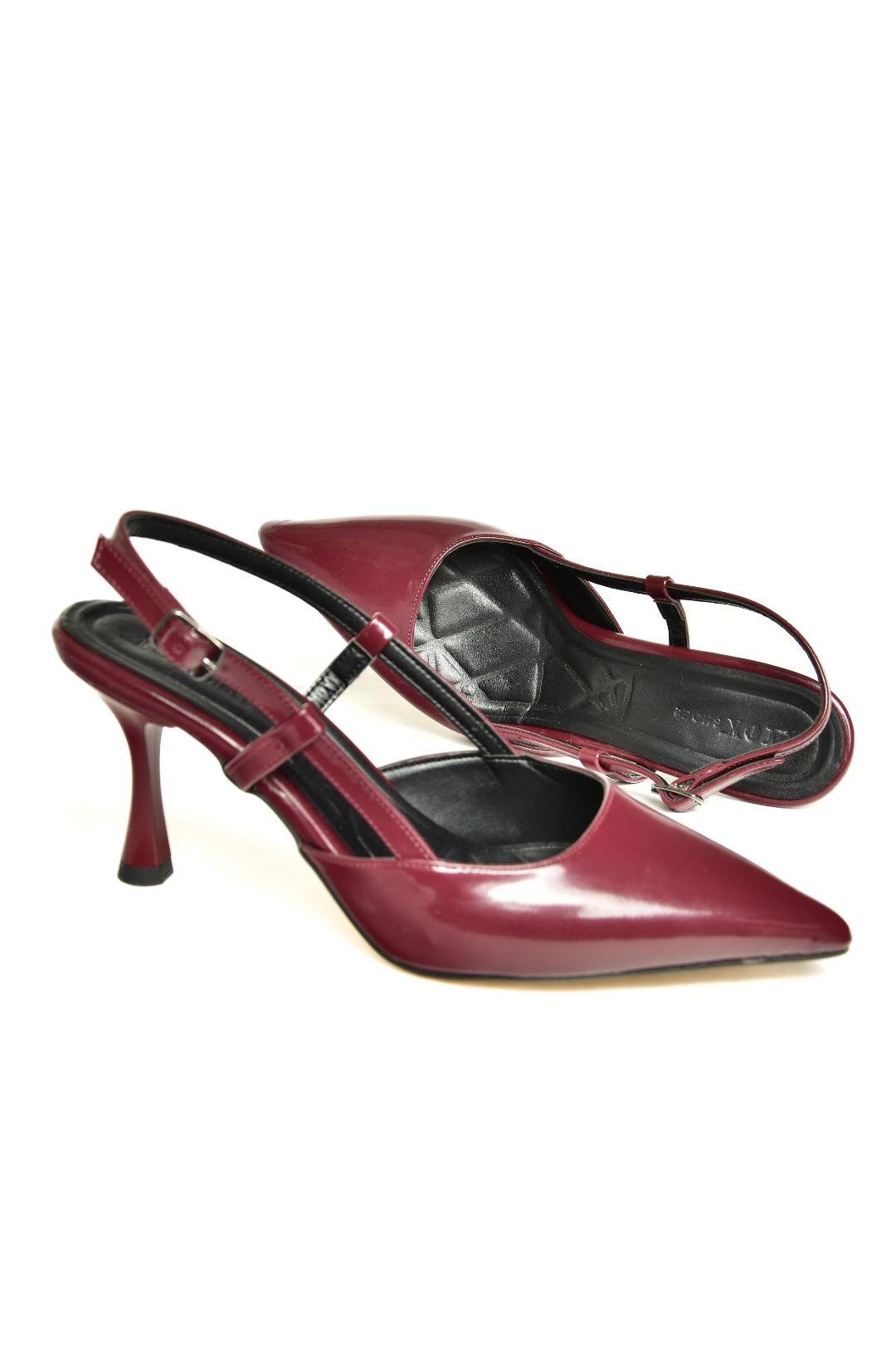 U480441108 Bordo Rugan İnce Topuklu Kadın Abiye Ayakkabı