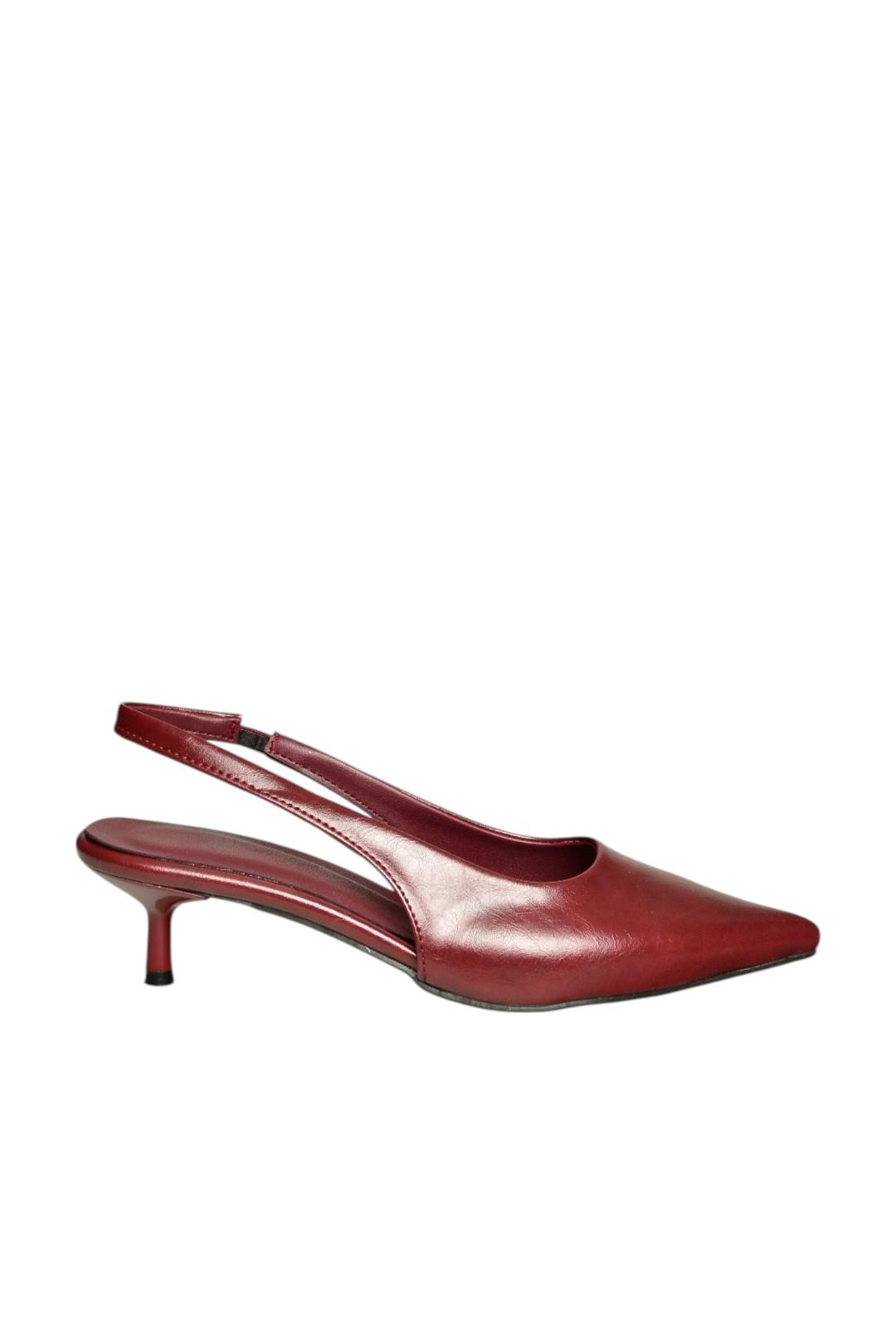 U518439809 Bordo Alçak Topuklu Kadın Ayakkabı
