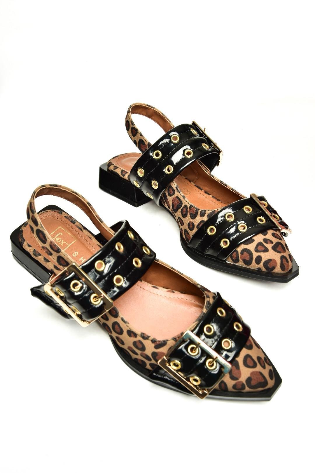 U518600102 Leopar Alçak Topuklu Kadın Ayakkabı